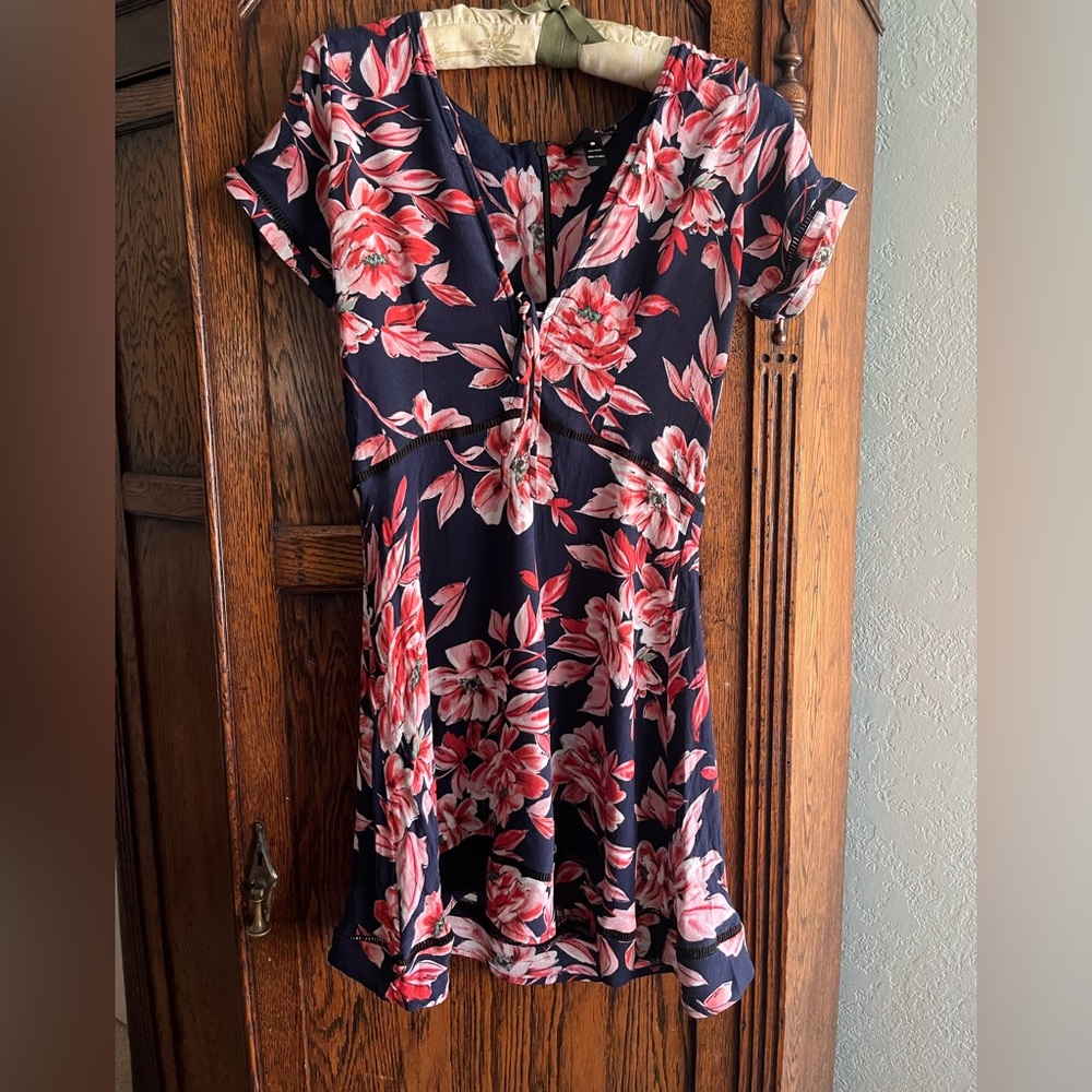 AQUA floral fit and flare dress